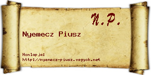 Nyemecz Piusz névjegykártya